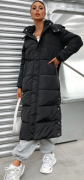 Černá zimní dlouhá bunda s kapucí